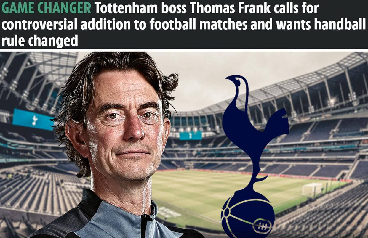 弗兰尅(kè)建议足球比赛调整(zhěng)暂停槼(guī)則(zé)和手球槼(guī)則(zé)